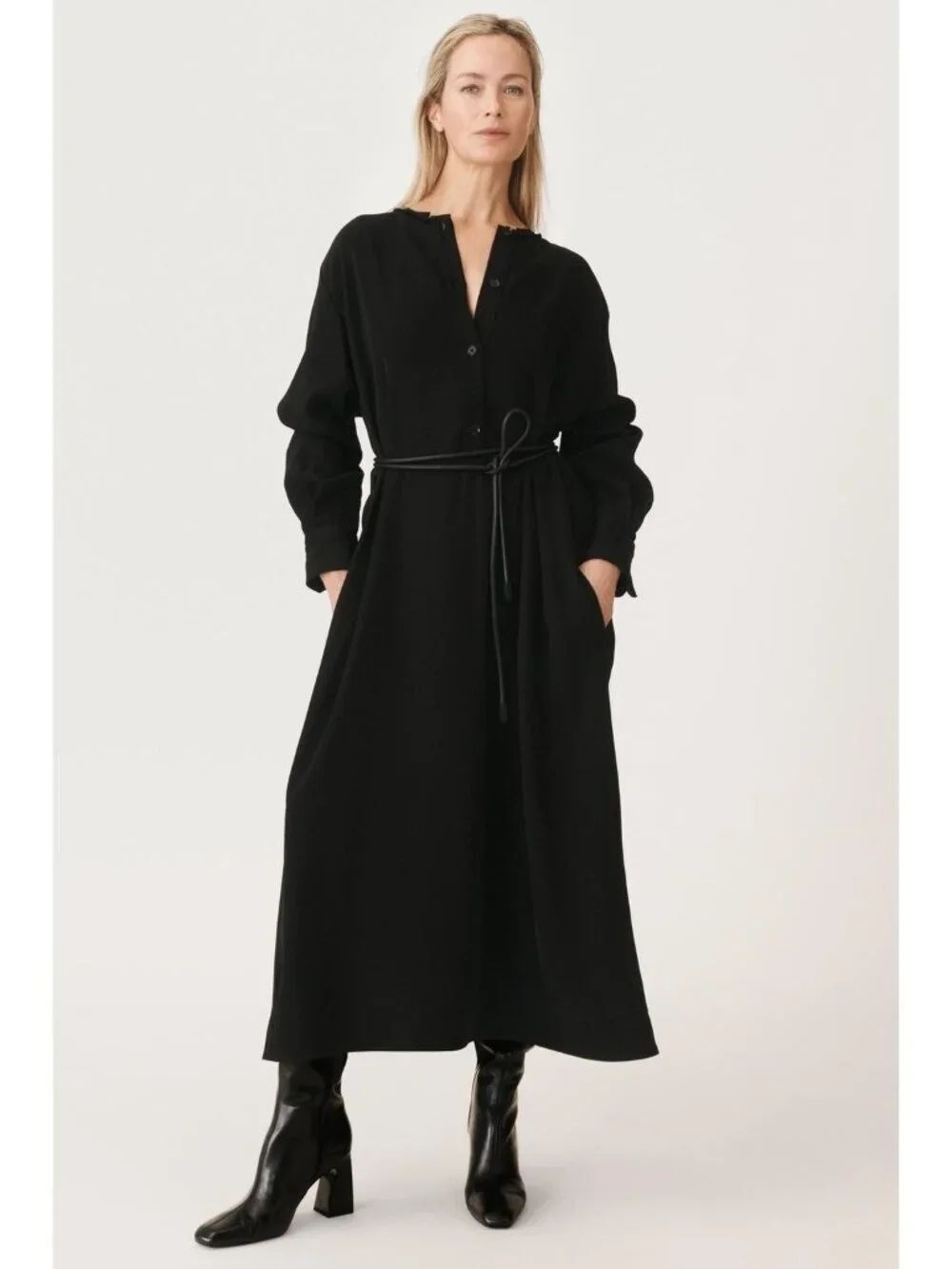 Zara Womens Dress M-L Black 50th Anniversary Tie Belt Long Sleeve 3404/740 NWT